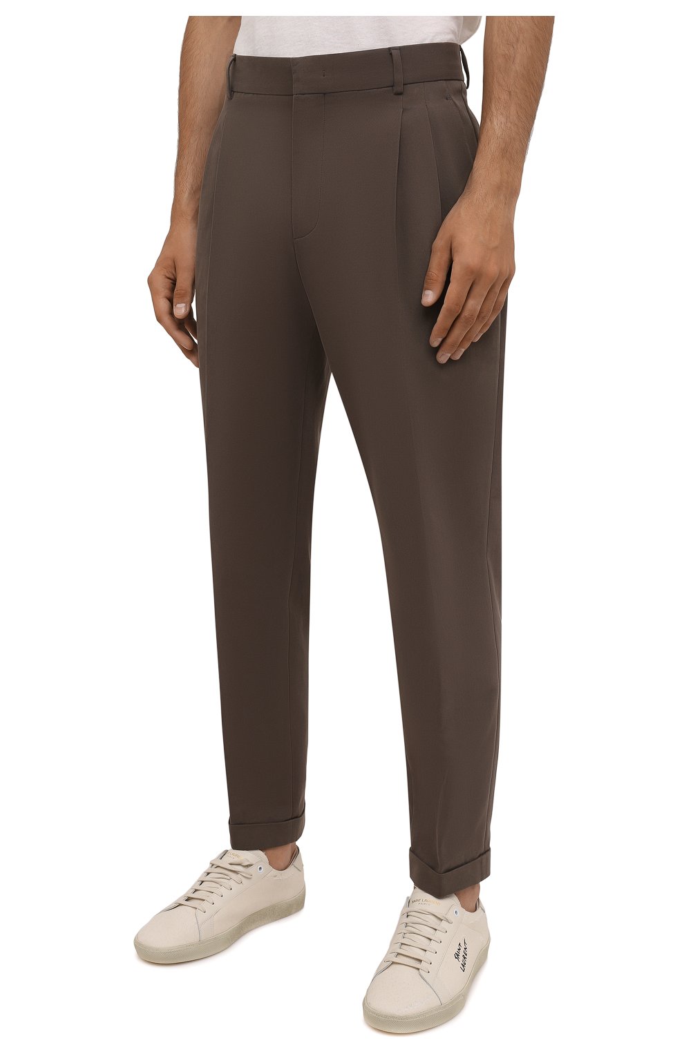 Мужские хлопковые брюки LORO PIANA коричневого цвета, арт. FAL8006 | Фото 3 (Длина (брюки, джинсы): Стандартные; Случай: Повседневный; Материал внешний: Хлопок; Стили: Кэжуэл)