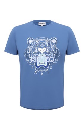 Мужская хлопковая футболка KENZO голубого цвета по цене 9255 руб., арт. FB65TS0204YA | Фото 1 Мужская хлопковая футболка KENZO голубого цвета, арт. FB65TS0204YA | Фото 1 (Материал внешний: Хлопок; Принт: С принтом; Длина (для топов): Стандартные; Рукава: Короткие; Стили: Кэжуэл)