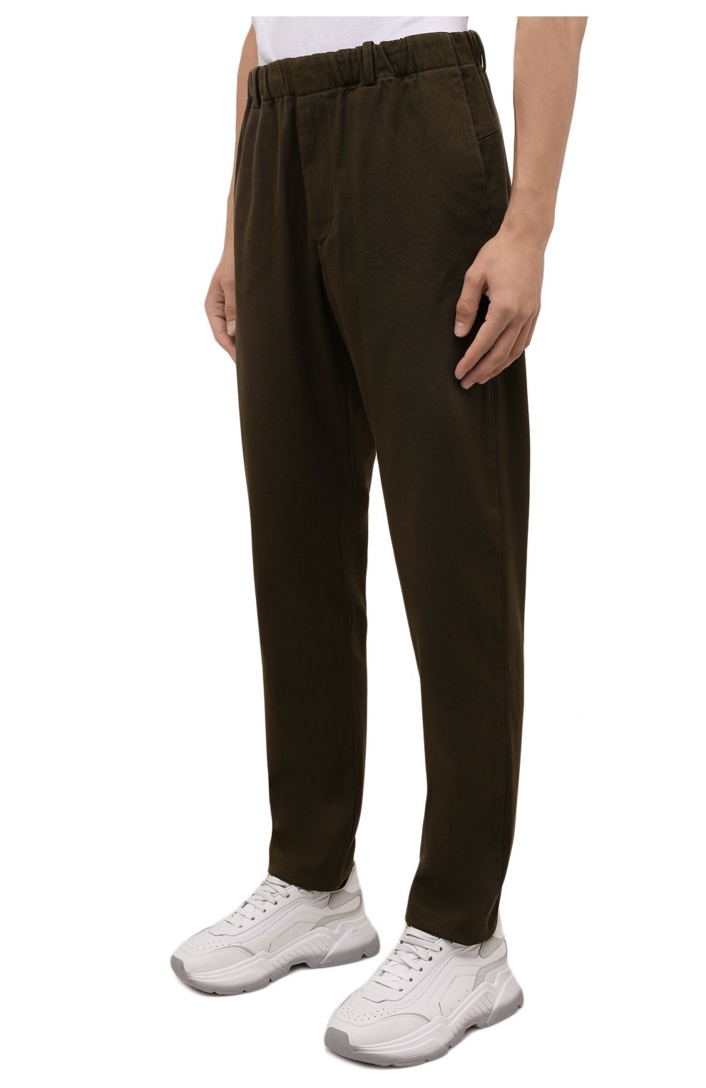 Мужские хлопковые брюки ASPESI хаки цвета, арт. W1 A CP32 L639 | Фото 3 (Длина (брюки, джинсы): Стандартные; Случай: Повседневный; Материал внешний: Хлопок; Стили: Кэжуэл)