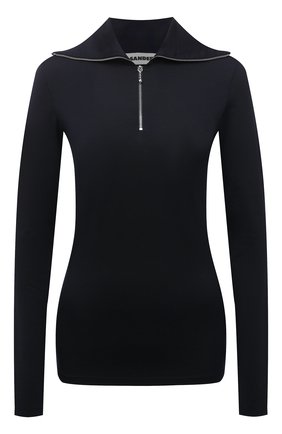 Женский хлопковый пуловер JIL SANDER темно-синего цвета по цене 28200 руб., арт. JPPT705503-WT257108 | Фото 1 Женский хлопковый пуловер JIL SANDER темно-синего цвета, арт. JPPT705503-WT257108 | Фото 1 (Материал внешний: Хлопок; Женское Кросс-КТ: Пуловер-одежда; Рукава: Длинные; Длина (для топов): Стандартные; Стили: Кэжуэл)