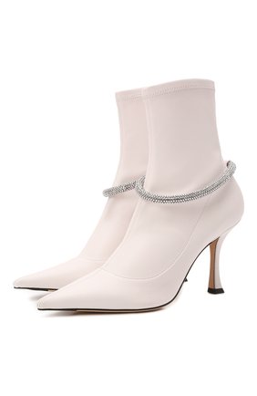 Женские ботильоны leroy 90 JIMMY CHOO белого цвета по цене 99500 руб., арт. LER0Y 90/AXK | Фото 1 Женские ботильоны leroy 90 JIMMY CHOO белого цвета, арт. LER0Y 90/AXK | Фото 1 (Каблук высота: Высокий; Материал внешний: Экокожа; Подошва: Плоская; Материал внутренний: Натуральная кожа; Каблук тип: Шпилька)