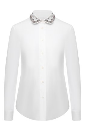 Женская хлопковая рубашка REDVALENTINO белого цвета по цене 37600 руб., арт. WR0ABH35/0ES | Фото 1 Женская хлопковая рубашка REDVALENTINO белого цвета, арт. WR0ABH35/0ES | Фото 1 (Материал внешний: Хлопок; Длина (для топов): Стандартные; Рукава: Длинные; Стили: Романтичный; Принт: Без принта; Женское Кросс-КТ: Рубашка-одежда)