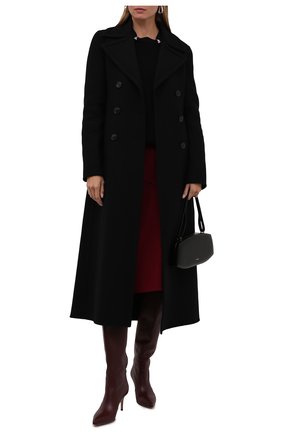 Женское шерстяное пальто VALENTINO черного цвета, арт. WB0CA6256PJ | Фото 2 (Материал внешний: Шерсть; Длина (верхняя одежда): Длинные; Рукава: Длинные; Стили: Гламурный; 1-2-бортные: Двубортные)