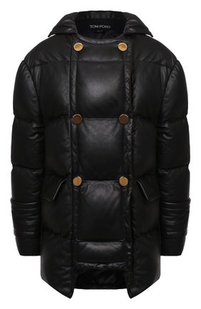 Женский пуховик TOM FORD черного цвета по цене 526500 руб., арт. CSL684-LEX228 | Фото 1 Женский пуховик TOM FORD черного цвета, арт. CSL684-LEX228 | Фото 1 (Материал утеплителя: Пух и перо; Материал подклада: Синтетический материал, Вискоза; Длина (верхняя одежда): До середины бедра; Рукава: Длинные; Стили: Гламурный; Кросс-КТ: Пуховик; Материал внешний: Натуральная кожа)
