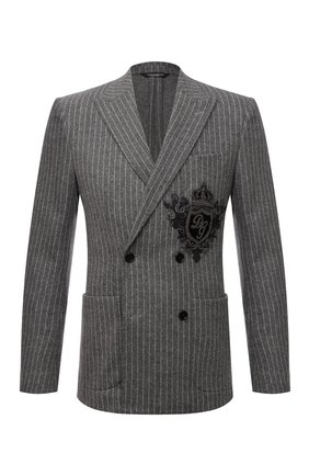 Мужской пиджак DOLCE & GABBANA серого цвета по цене 215000 руб., арт. G2PU0Z/FR7DJ | Фото 1 Мужской пиджак DOLCE & GABBANA серого цвета, арт. G2PU0Z/FR7DJ | Фото 1 (Материал подклада: Вискоза; Материал внешний: Шерсть; Рукава: Длинные; Длина (для топов): Стандартные; 1-2-бортные: Двубортные; Случай: Вечерний; Стили: Кэжуэл; Пиджаки М: Приталенный)