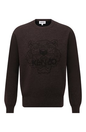 Мужской джемпер из шерсти и хлопка KENZO коричневого цвета по цене 30950 руб., арт. FB65PU6453XA | Фото 1 Мужской джемпер из шерсти и хлопка KENZO коричневого цвета, арт. FB65PU6453XA | Фото 1 (Материал внешний: Шерсть; Рукава: Длинные; Длина (для топов): Стандартные; Мужское Кросс-КТ: Джемперы; Вырез: Круглый; Стили: Кэжуэл; Принт: С принтом)