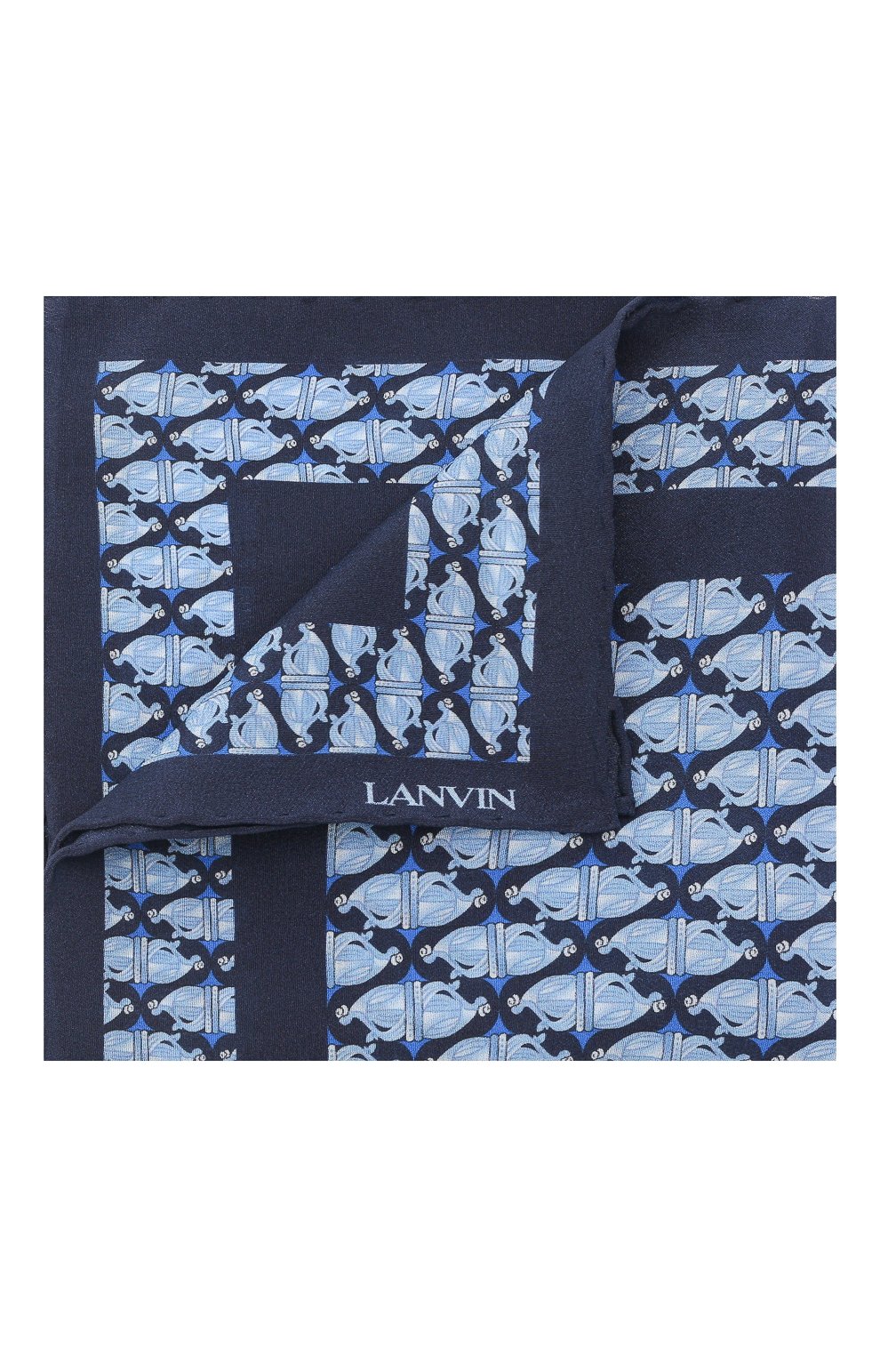 Мужской шелковый платок LANVIN темно-синего цвета, арт. 3812/HANDKERCHIEF | Фото 1 (Материал: Текстиль, Шелк)