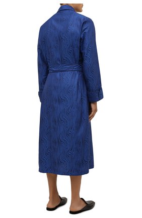 Мужской хлопковый халат DEREK ROSE темно-синего цвета, арт. 5505-PARI020 | Фото 4 (Рукава: Длинные; Кросс-КТ: домашняя одежда; Материал внешний: Хлопок; Длина (верхняя одежда): Длинные)