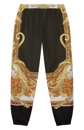 Детские джоггеры VERSACE хаки цвета по цене 26750 руб., арт. 1001144/1A00761/8A-14A | Фото 1 Детские джоггеры VERSACE хаки цвета, арт. 1001144/1A00761/8A-14A | Фото 1 (Материал подклада: Хлопок; Материал внешний: Синтетический материал; Мальчики Кросс-КТ: Брюки-спорт; Ростовка одежда: 10 - 11 лет | 140 - 146см, 12 лет | 152 см, 16 лет | 164 см, 8 лет | 128 см)