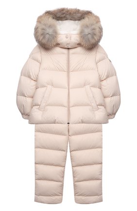 Детского комплект из куртки и комбинезона MONCLER бежевого цвета по цене 64800 руб., арт. G2-951-1F504-02-53079/9-12M | Фото 1 Детского комплект из куртки и комбинезона MONCLER бежевого цвета, арт. G2-951-1F504-02-53079/9-12M | Фото 1 (Материал подклада: Хлопок; Материал утеплителя: Пух и перо; Материал внешний: Синтетический материал; Рукава: Длинные)