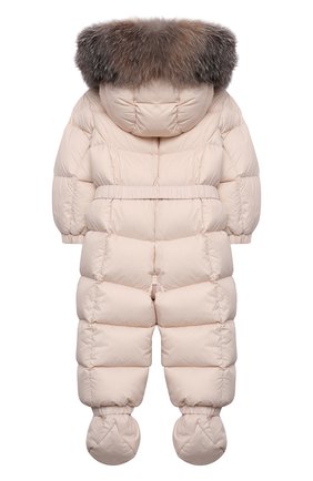 Детского пуховый комбинезон с мехом MONCLER бежевого цвета по цене 61500 руб., арт. G2-951-1G506-02-53079/12-18M | Фото 2 Детского пуховый комбинезон с мехом MONCLER бежевого цвета, арт. G2-951-1G506-02-53079/12-18M | Фото 2 (Материал внешний: Синтетический материал; Материал подклада: Хлопок; Материал утеплителя: Пух и перо; Рукава: Длинные)