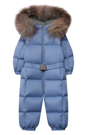 Детского пуховый комбинезон MONCLER голубого цвета по цене 61500 руб., арт. G2-951-1G506-02-53079/18M-3A | Фото 1 Детского пуховый комбинезон MONCLER голубого цвета, арт. G2-951-1G506-02-53079/18M-3A | Фото 1