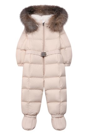 Детский пуховый комбинезон с мехом MONCLER бежевого цвета по цене 69950 руб., арт. G2-951-1G506-02-53079/9-12M | Фото 1 Детский пуховый комбинезон с мехом MONCLER бежевого цвета, арт. G2-951-1G506-02-53079/9-12M | Фото 1