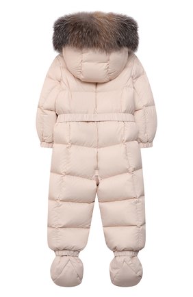 Детский пуховый комбинезон с мехом MONCLER бежевого цвета по цене 69950 руб., арт. G2-951-1G506-02-53079/9-12M | Фото 2 Детский пуховый комбинезон с мехом MONCLER бежевого цвета, арт. G2-951-1G506-02-53079/9-12M | Фото 2