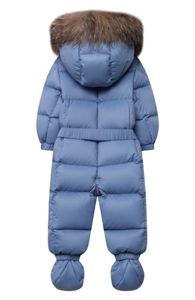 Детского пуховый комбинезон с мехом MONCLER голубого цвета по цене 61500 руб., арт. G2-951-1G506-02-53079/9-12M | Фото 2 Детского пуховый комбинезон с мехом MONCLER голубого цвета, арт. G2-951-1G506-02-53079/9-12M | Фото 2 (Материал внешний: Синтетический материал; Материал утеплителя: Пух и перо; Материал подклада: Хлопок; Рукава: Длинные)