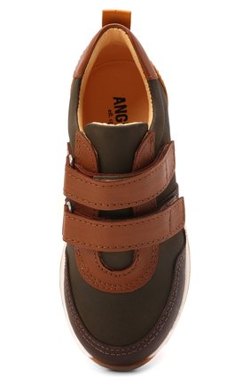 Детские кожаные кроссовки ANGULUS коричневого цвета, арт. 3300-101/18-29 | Фото 4 (Материал внешний: Кожа; Материал внутренний: Натуральная кожа; Кросс-КТ: велькро)