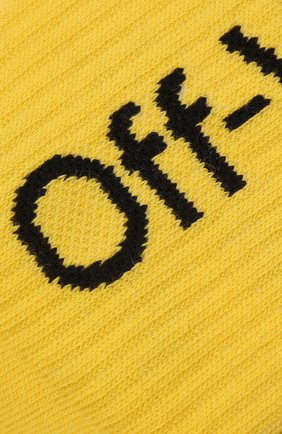 Детские хлопковые носки OFF-WHITE желтого цвета по цене 5645 руб., арт. 0BRA001F21KNI001 | Фото 2 Детские хлопковые носки OFF-WHITE желтого цвета, арт. 0BRA001F21KNI001 | Фото 2 (Материал: Хлопок, Текстиль)