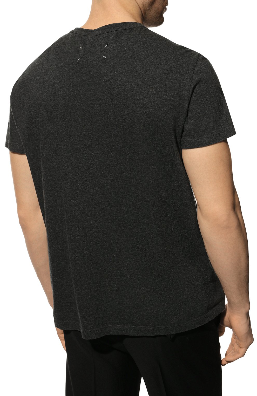 Мужская хлопковая футболка MAISON MARGIELA темно-серого цвета, арт. S50GC0659/S23984 | Фото 4 (Принт: Без принта; Рукава: Короткие; Длина (для топов): Стандартные; Материал внешний: Хлопок; Стили: Кэжуэл)