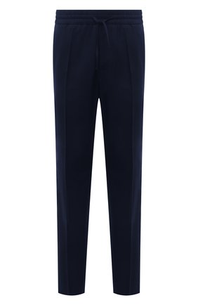 Мужские шерстяные брюки VERSACE темно-синего цвета, арт. 1001015/1A00899 | Фото 1 (Материал внешний: Шерсть; Случай: Повседневный; Стили: Кэжуэл; Длина (брюки, джинсы): Стандартные)