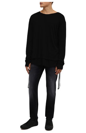 Мужские кожаные кеды KENZO черного цвета, арт. FB65SN430L61 | Фото 2 (Подошва: Массивная; Материал внутренний: Текстиль; Материал внешний: Кожа; Материал утеплителя: Без утеплителя; Стили: Классический)