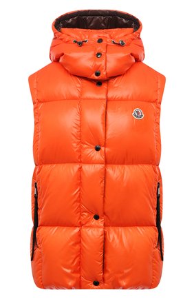 Женский пуховый жилет luzule MONCLER оранжевого цвета по цене 101800 руб., арт. G2-093-1A000-99-68950 | Фото 1 Женский пуховый жилет luzule MONCLER оранжевого цвета, арт. G2-093-1A000-99-68950 | Фото 1 (Материал утеплителя: Пух и перо; Материал внешний: Синтетический материал; Длина (верхняя одежда): Короткие; Материал подклада: Синтетический материал; Стили: Спорт-шик; Кросс-КТ: Пуховик; Женское Кросс-КТ: Жилет-одежда)