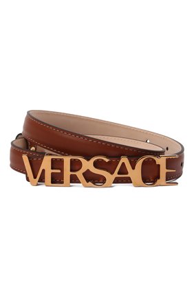 Женский кожаный ремень VERSACE коричневого цвета по цене 27900 руб., арт. 1002202/DV3T | Фото 1 Женский кожаный ремень VERSACE коричневого цвета, арт. 1002202/DV3T | Фото 1 (Кросс-КТ: Тонкие)