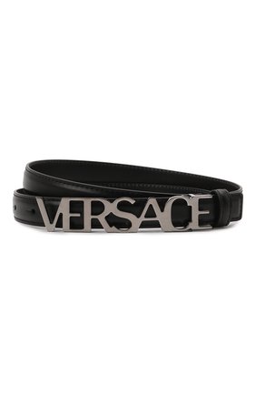 Женский кожаный ремень VERSACE черного цвета по цене 27900 руб., арт. 1002236/DVTP1 | Фото 1 Женский кожаный ремень VERSACE черного цвета, арт. 1002236/DVTP1 | Фото 1 (Кросс-КТ: Тонкие)