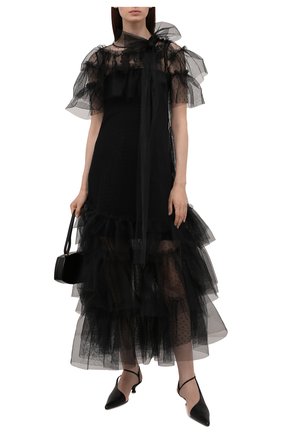 Женское платье REDVALENTINO черного цвета по цене 79950 руб., арт. WR0VA19U/669 | Фото 2 Женское платье REDVALENTINO черного цвета, арт. WR0VA19U/669 | Фото 2 (Материал подклада: Синтетический материал; Длина Ж (юбки, платья, шорты): Макси; Материал внешний: Синтетический материал; Стили: Романтичный; Случай: Вечерний; Женское Кросс-КТ: Платье-одежда; Рукава: Короткие)