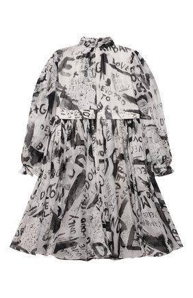 Женский шелковое платье DOLCE & GABBANA черно-белого цвета по цене 115000 руб., арт. L52DW8/IS1JP/2-6 | Фото 2 Женский шелковое платье DOLCE & GABBANA черно-белого цвета, арт. L52DW8/IS1JP/2-6 | Фото 2 (Рукава: Длинные; Материал внешний: Шелк; Материал подклада: Шелк; Малыши: Малыши)