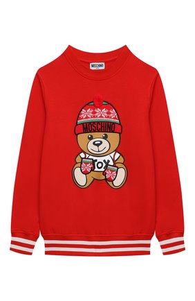 Детский хлопковый свитшот MOSCHINO красного цвета по цене 18850 руб., арт. H8F039/LDA14/4A-8A | Фото 1 Детский хлопковый свитшот MOSCHINO красного цвета, арт. H8F039/LDA14/4A-8A | Фото 1 (Материал внешний: Хлопок; Рукава: Длинные; Девочки Кросс-КТ: Свитшот-одежда; Ростовка одежда: 4 года | 104 см, 5 лет | 110 см, 6 лет | 116 см, 8 лет | 128 см)