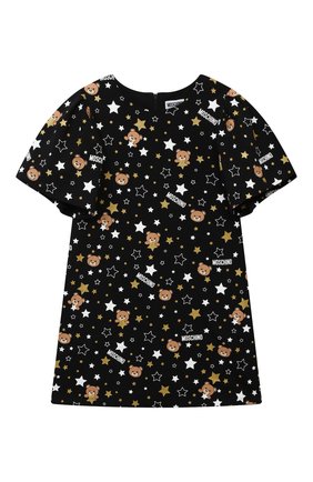Детское хлопковое платье MOSCHINO черного цвета по цене 26400 руб., арт. HDV0AU/LDB71/4A-8A | Фото 1 Детское хлопковое платье MOSCHINO черного цвета, арт. HDV0AU/LDB71/4A-8A | Фото 1 (Рукава: Короткие; Материал внешний: Хлопок; Девочки Кросс-КТ: Платье-одежда; Случай: Повседневный; Ростовка одежда: 4 года | 104 см, 5 лет | 110 см, 6 лет | 116 см, 8 лет | 128 см)