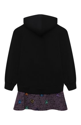 Детское хлопковое платье MOSCHINO черного цвета по цене 15950 руб., арт. HDV0AV/LDA16/10A-14A | Фото 2 Детское хлопковое платье MOSCHINO черного цвета, арт. HDV0AV/LDA16/10A-14A | Фото 2 (Рукава: Длинные; Материал внешний: Хлопок; Девочки Кросс-КТ: Платье-одежда; Случай: Повседневный; Ростовка одежда: 10 - 11 лет | 140 - 146см, 12 лет | 152 см, 13 - 15 лет | 158 см)