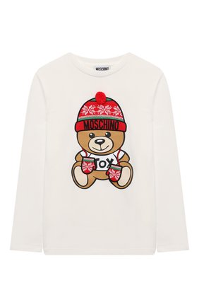 Детская хлопковый лонгслив MOSCHINO белого цвета по цене 9605 руб., арт. HQ0005/LBA11/10A-14A | Фото 1 Детская хлопковый лонгслив MOSCHINO белого цвета, арт. HQ0005/LBA11/10A-14A | Фото 1 (Рукава: Длинные; Материал внешний: Хлопок; Девочки Кросс-КТ: Лонгслив-одежда; Ростовка одежда: 10 - 11 лет | 140 - 146см, 12 лет | 152 см, 13 - 15 лет | 158 см)