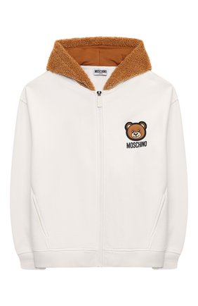 Детский хлопковая толстовка MOSCHINO белого цвета по цене 19750 руб., арт. HUF050/LCA20/4A-8A | Фото 1 Детский хлопковая толстовка MOSCHINO белого цвета, арт. HUF050/LCA20/4A-8A | Фото 1 (Материал внешний: Хлопок; Рукава: Длинные; Девочки Кросс-КТ: Толстовка-одежда; Ростовка одежда: 4 года | 104 см, 5 лет | 110 см, 6 лет | 116 см, 8 лет | 128 см)