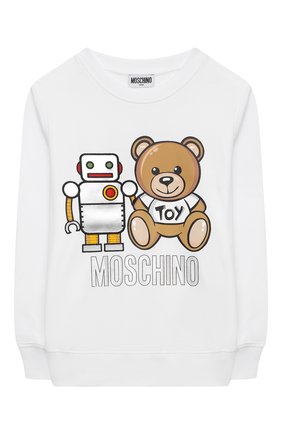Детский хлопковый свитшот MOSCHINO белого цвета по цене 14400 руб., арт. HXF039/LDA16/4A-8A | Фото 1 Детский хлопковый свитшот MOSCHINO белого цвета, арт. HXF039/LDA16/4A-8A | Фото 1 (Рукава: Длинные; Материал внешний: Хлопок; Мальчики Кросс-КТ: Толстовка-одежда; Ростовка одежда: 4 года | 104 см, 5 лет | 110 см, 6 лет | 116 см, 8 лет | 128 см)