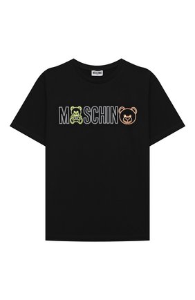 Детская хлопковая футболка MOSCHINO черного цвета по цене 11150 руб., арт. HYM02X/LBA12/4A-8A | Фото 1 Детская хлопковая футболка MOSCHINO черного цвета, арт. HYM02X/LBA12/4A-8A | Фото 1 (Рукава: Короткие; Материал внешний: Хлопок; Мальчики Кросс-КТ: Футболка-одежда; Ростовка одежда: 4 года | 104 см, 5 лет | 110 см, 6 лет | 116 см, 8 лет | 128 см)