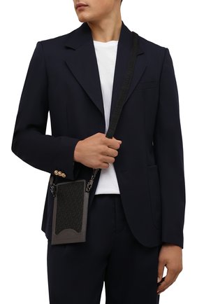 Мужская сумка loubilab CHRISTIAN LOUBOUTIN темно-серого цвета, арт. 3215010/L0UBILAB | Фото 2 (Ремень/цепочка: На ремешке; Материал: Текстиль, Экокожа; Размер: mini)