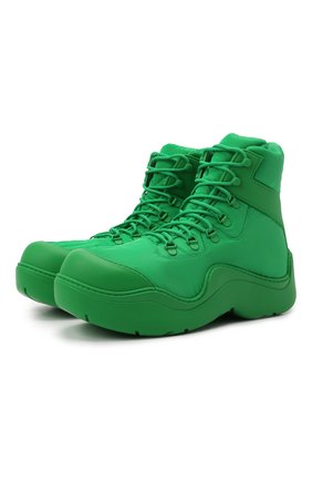 Мужские текстильные ботинки puddle bomber BOTTEGA VENETA зеленого цвета, арт. 667064/VBSD7 | Фото 1 (Материал внутренний: Текстиль; Материал внешний: Текстиль; Мужское Кросс-КТ: Ботинки-обувь; Подошва: Массивная; Материал утеплителя: Без утеплителя)