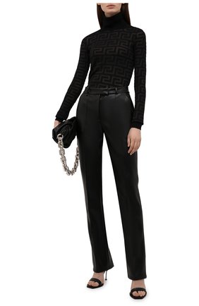 Женская водолазка из шерсти и шелка VERSACE черного цвета по цене 143000 руб., арт. 1001005/1A00728 | Фото 2 Женская водолазка из шерсти и шелка VERSACE черного цвета, арт. 1001005/1A00728 | Фото 2 (Материал внешний: Шерсть; Длина (для топов): Стандартные; Рукава: Длинные; Женское Кросс-КТ: Водолазка-одежда; Стили: Романтичный)