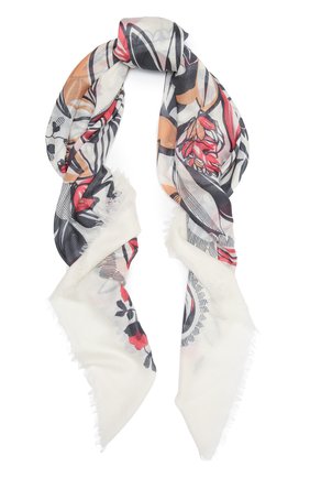 Женская шаль из кашемира и шелка LORO PIANA белого цвета, арт. FAL9245 | Фото 1 (Материал: Шелк, Шерсть, Текстиль, Кашемир)