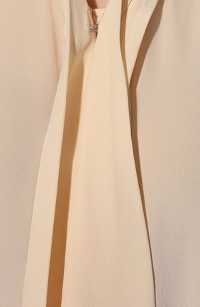 Женская шелковая блузка BURBERRY кремвого цвета, арт. 8044833 | Фото 5 (Принт: Без принта; Материал внешний: Шелк; Рукава: Длинные; Длина (для топов): Удлиненные; Женское Кросс-КТ: Блуза-одежда; Стили: Кэжуэл)