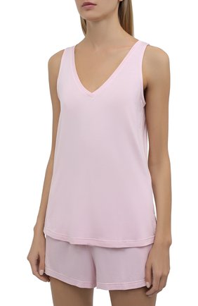 Женская пижама DEREK ROSE светло-розового цвета, арт. 2038-LARA001 | Фото 2 (Длина Ж (юбки, платья, шорты): Мини; Материал внешний: Синтетический материал; Длина (для топов): Стандартные)