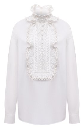 Женская хлопковая блузка VALENTINO белого цвета по цене 241000 руб., арт. WB0AE6G05A6 | Фото 1 Женская хлопковая блузка VALENTINO белого цвета, арт. WB0AE6G05A6 | Фото 1 (Материал внешний: Хлопок; Длина (для топов): Стандартные; Рукава: Длинные; Женское Кросс-КТ: Блуза-одежда; Принт: Без принта; Стили: Бохо)