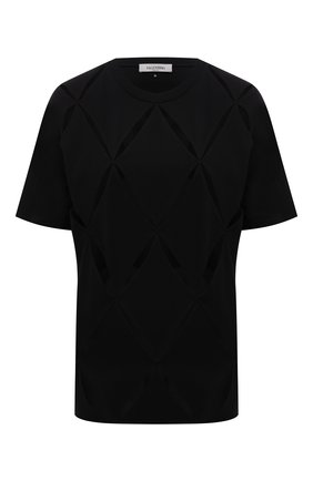 Женская хлопковая футболка VALENTINO черного цвета по цене 169500 руб., арт. WB0MG15J6QN | Фото 1
