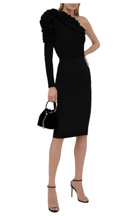 Женская юбка из шерсти и шелка VALENTINO черного цвета по цене 94400 руб., арт. WB0RA8B06BS | Фото 2 Женская юбка из шерсти и шелка VALENTINO черного цвета, арт. WB0RA8B06BS | Фото 2 (Материал подклада: Вискоза; Длина Ж (юбки, платья, шорты): До колена; Материал внешний: Шерсть; Женское Кросс-КТ: Юбка-одежда; Стили: Кэжуэл)
