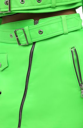 Женская кожаная юбка MANOKHI зеленого цвета, арт. A00000322 | Фото 5 (Длина Ж (юбки, платья, шорты): Мини; Стили: Гранж; Женское Кросс-КТ: Юбка-одежда; Материал внешний: Натуральная кожа; Материал подклада: Вискоза)