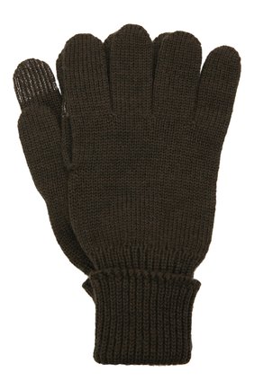 Детские шерстяные перчатки IL TRENINO хаки цвета, арт. 21 4056 | Фото 1 (Материал: Шерсть, Текстиль)