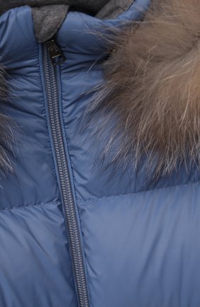 Детский пуховый комбинезон с мехом MONCLER голубого цвета по цене 0 руб., арт. G2-951-1G506-02-53079/12-18M | Фото 3 Детский пуховый комбинезон с мехом MONCLER голубого цвета, арт. G2-951-1G506-02-53079/12-18M | Фото 3