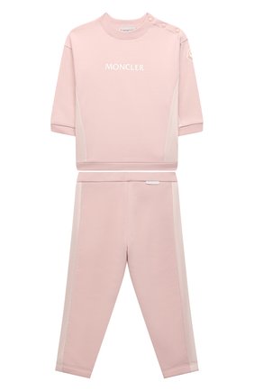Детский комплект из свитшота и брюк MONCLER розового цвета по цене 24550 руб., арт. G2-951-8M773-10-809EH | Фото 1 Детский комплект из свитшота и брюк MONCLER розового цвета, арт. G2-951-8M773-10-809EH | Фото 1 (Рукава: Длинные; Материал внешний: Хлопок; Материал подклада: Хлопок; Кросс-КТ НВ: Костюм)