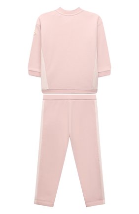 Детский комплект из свитшота и брюк MONCLER розового цвета, арт. G2-951-8M773-10-809EH | Фото 2 (Рукава: Длинные; Материал внешний: Хлопок; Материал подклада: Хлопок; Кросс-КТ НВ: Костюм)